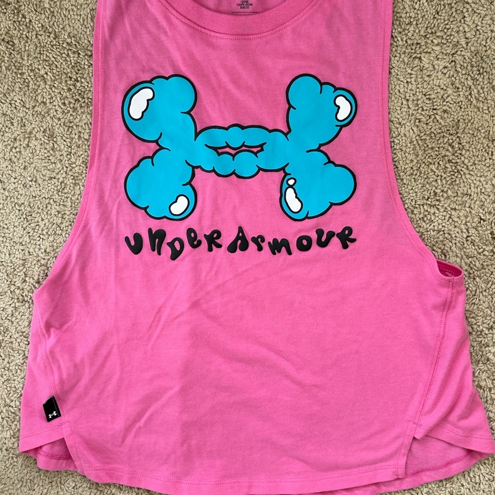 Under Armour Pink Tank Top with Blue Logo